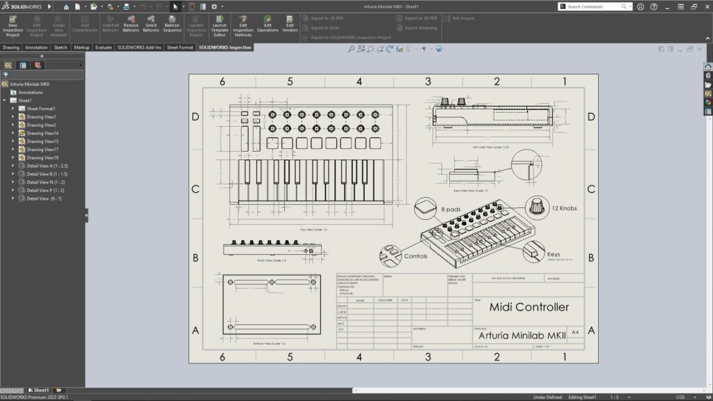 Dibujo de blueprint en Solidworks