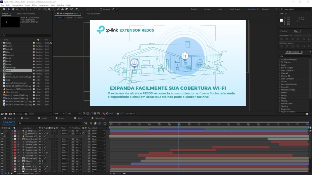 Interfaz de Adobe After Effects