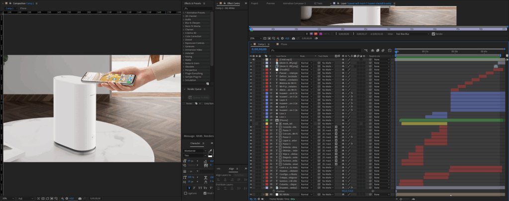Interfaz de Adobe After Effects
